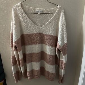 Knox Rose Women's V-Neck Sweater - Cream and Mauve